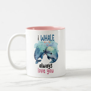 fun Valentine pun I whale always love you Two-Tone Coffee Mug