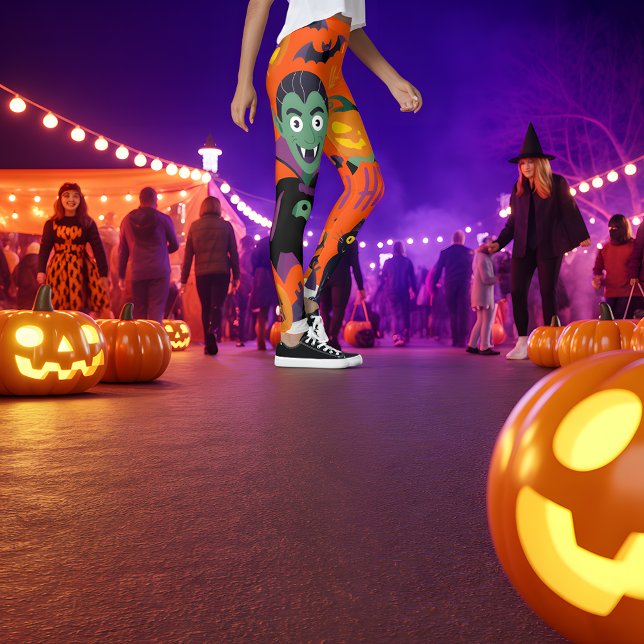 Fun Vampire, Black Cat & Pumpkin Halloween Leggings (Creator Uploaded)