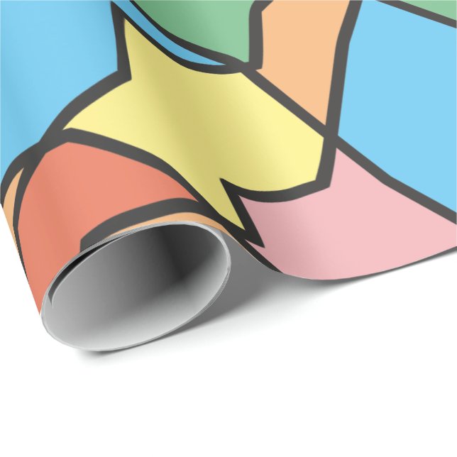 Fun Varicolored Classic Random Shapes Wrapping Paper (Roll Corner)