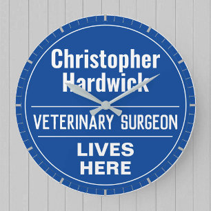 Fun Veterinary Surgeon Wall Plaque Style Large Clock