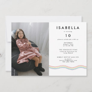 Fun Vibrant Flower Photo Birthday Party Invitation