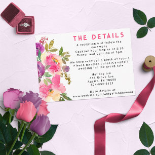 Fun Vibrant Violet Fuchsia Floral Enclosure Card