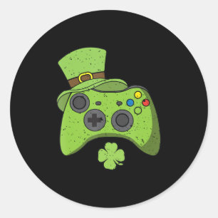 Fun Video Game Console St Patricks Day Kids Gamers Classic Round Sticker