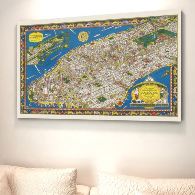 Fun Vintage 1926 Restored Pictorial Manhattan Map Poster (Creator Uploaded)