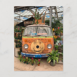 Fun Vintage Camper Van Reused as a Floral Display  Postcard