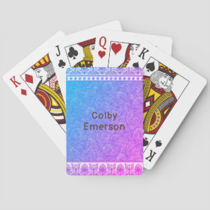 Fun Vintage Classic Retro Pink Blue Personalised Playing Cards