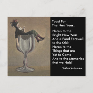 Fun vintage New Year's Toast Wine Gal Postcards