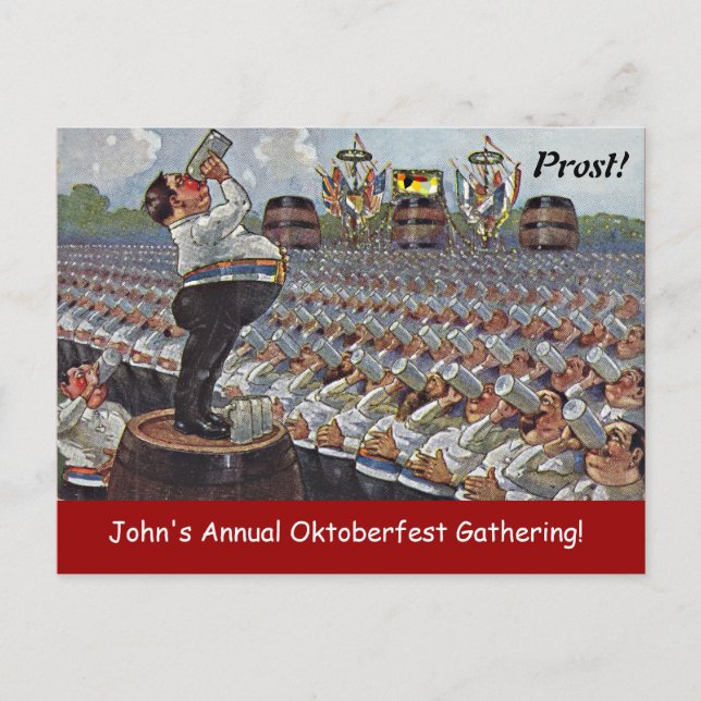 Fun Vintage Oktoberfest Octoberfest Invitation PC Postcard (Front)