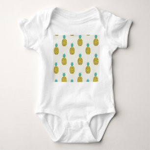 Fun Vintage Pineapple Seamless Illustration. Baby Bodysuit