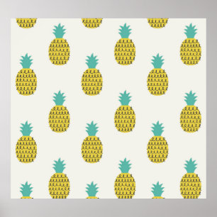 Fun Vintage Pineapple Seamless Illustration. Poster