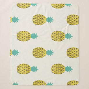 Fun Vintage Pineapple Seamless Illustration. Sherpa Blanket