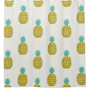 Fun Vintage Pineapple Seamless Illustration. Shower Curtain