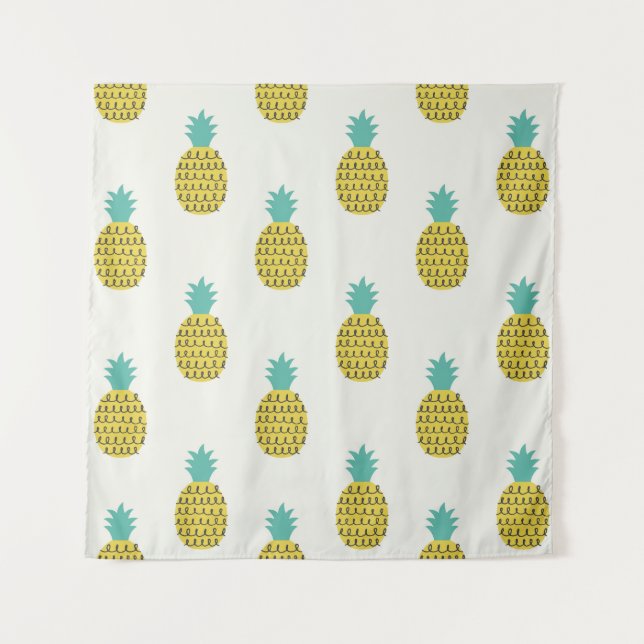 Fun Vintage Pineapple Seamless Illustration. Tapestry (Front)