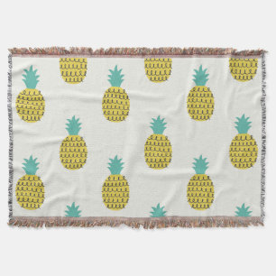 Fun Vintage Pineapple Seamless Illustration. Throw Blanket