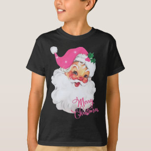 Fun Vintage Pink Santa Claus Pink Christmas Design T-Shirt