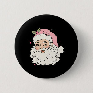 Fun Vintage Pink Santa Claus Pink Christmas Men Wo 6 Cm Round Badge