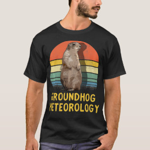 Fun Vintage Retro Groundhog Day Ground Hog Sunset T-Shirt