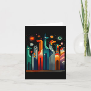 Fun Vintage Retro Mid-century Long Neck Cats 50s 6 Card