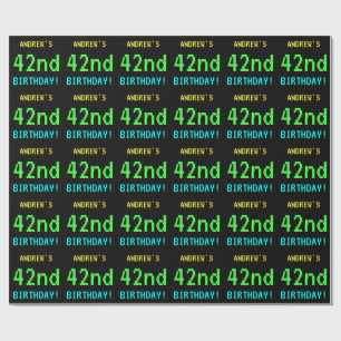 Fun Vintage/Retro Video Game Look 42nd Birthday Wrapping Paper