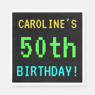Fun Vintage/Retro Video Game Look 50th Birthday Napkin