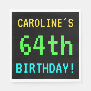 Fun Vintage/Retro Video Game Look 64th Birthday Napkin