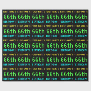 Fun Vintage/Retro Video Game Look 66th Birthday Wrapping Paper