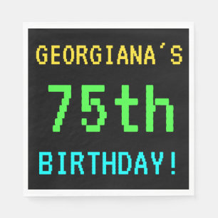 Fun Vintage/Retro Video Game Look 75th Birthday Napkin