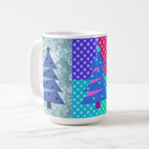 Fun Vintage Style Christmas Tree Art Mug