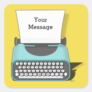 Fun Vintage Teal Typewriter All Occasion Sticker