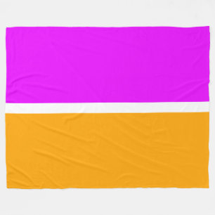 Fun Vivid Tropical Pink Yellow Orange Colour Block Fleece Blanket