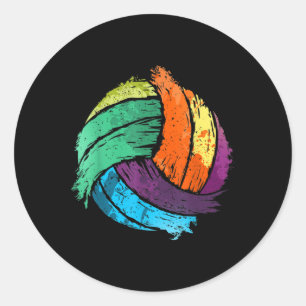 Fun Volleyball Art For Boys Girls Women Volleyball Classic Round Sticker
