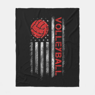 Fun Volleyball Design For Men Women USA Patriotic Fleece Blanket