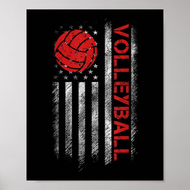 Fun Volleyball Design For Men Women USA Patriotic  Poster (Front)