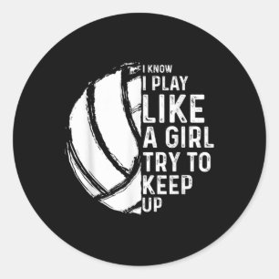 Fun Volleyball Design Girls Women Youth Teen Sport Classic Round Sticker