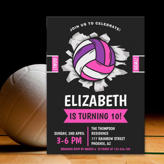 Fun Volleyball Girl Birthday Invitation (Creator Uploaded)