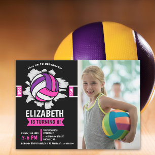 Fun Volleyball Girl Birthday Invitation