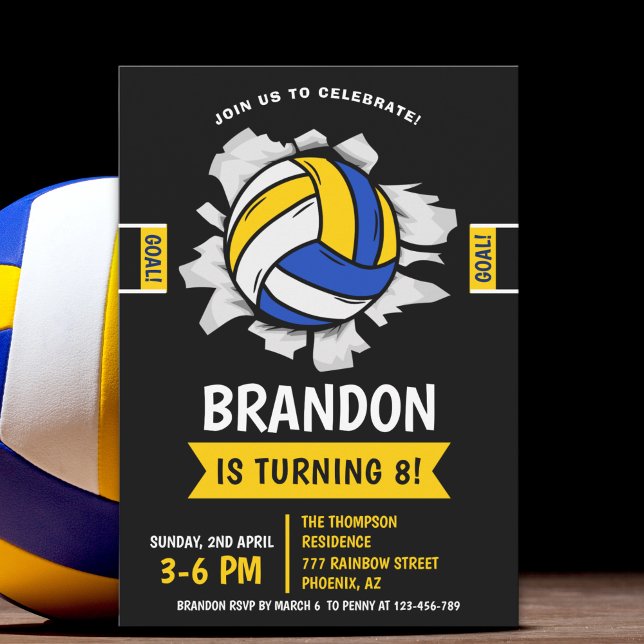 Fun Volleyball Kids Birthday Invitation (Creator Uploaded)