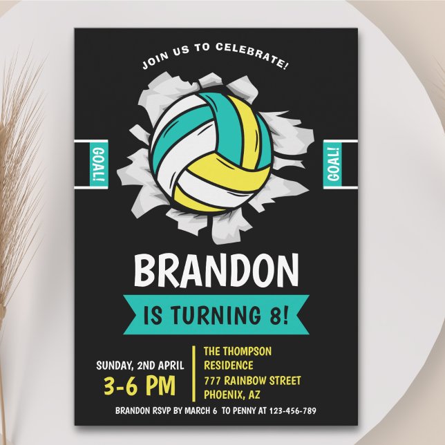 Fun Volleyball Kids Birthday Invitation (Creator Uploaded)
