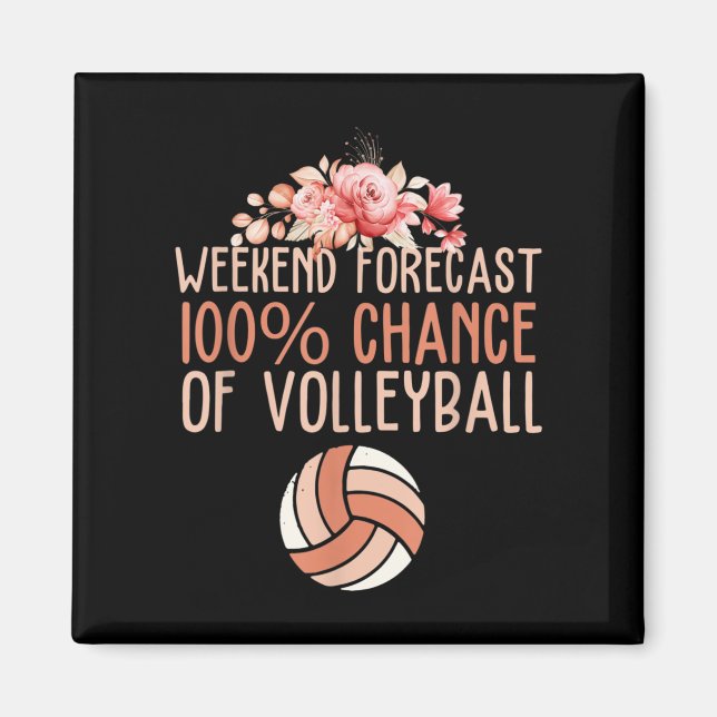 Fun Volleyball Weekend Forecast Volleyball Boho Fl Magnet (Front)