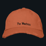 Fun Wandress Hippie Rustic Black Burnt Orange  Embroidered Hat<br><div class="desc">Personalised cute Wandress burnt orange,  District Threads Distressed Chino Twill black embroidered baseball cap,  A hippie birthday gift or accessory idea.</div>