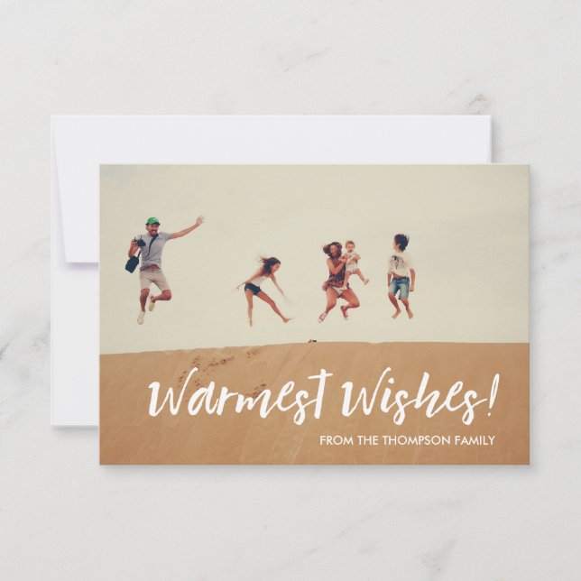 Fun Warmest Wishes Holiday Family Photo Card (Front)
