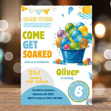 Fun Water Balloon Birthday Invitation Template