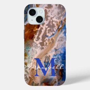 Fun water beach pattern  monogram iPhone 15 case