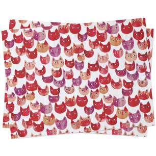Fun Watercolor Cat Red Pink Purple Tissue Paper