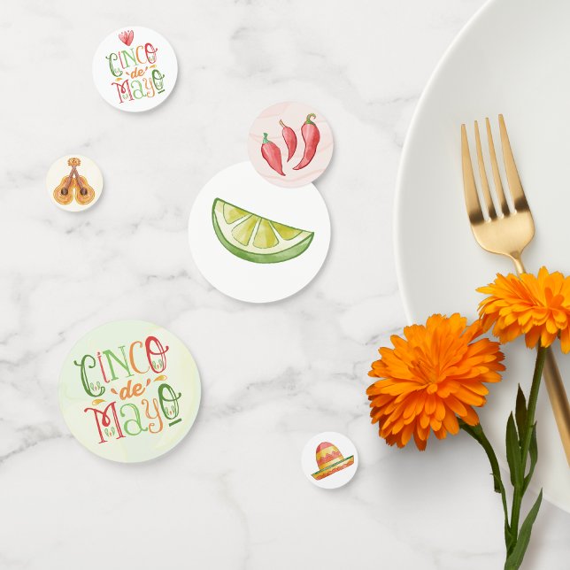 Fun Watercolor Cinco de Mayo Party Confetti (Creator Uploaded)