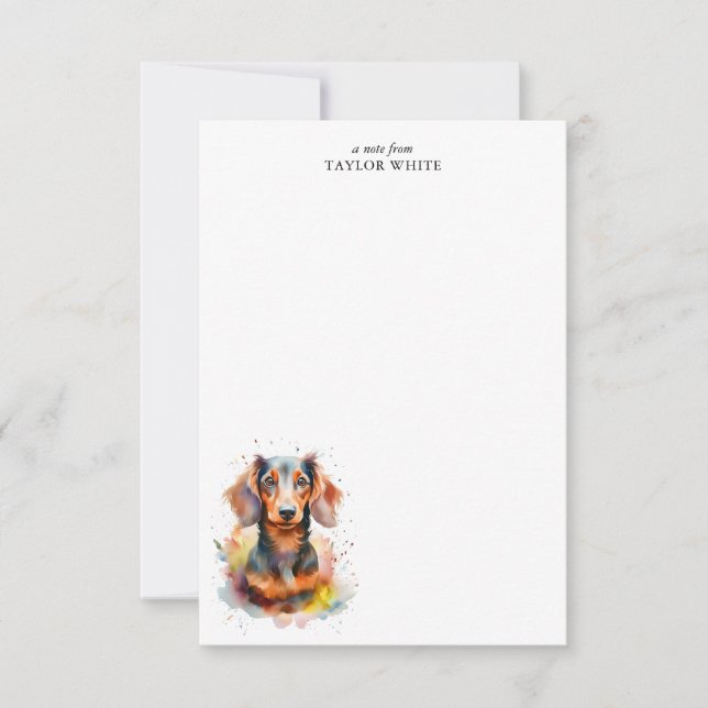 Fun Watercolor Dachshund Personalised Thank You Card (Front)