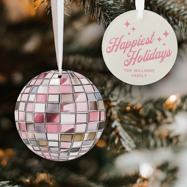 Fun Watercolor Disco Ball Ornament Family Name (Creator Uploaded)