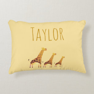 Fun Watercolor Giraffes Baby Nursery Decorative Cushion