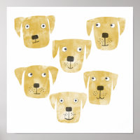 Fun Watercolor Golden Labrador Retriever Dogs