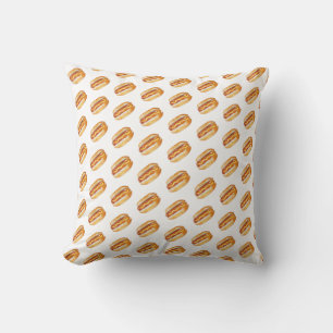 Fun Watercolor Hot Dog Pattern Cushion
